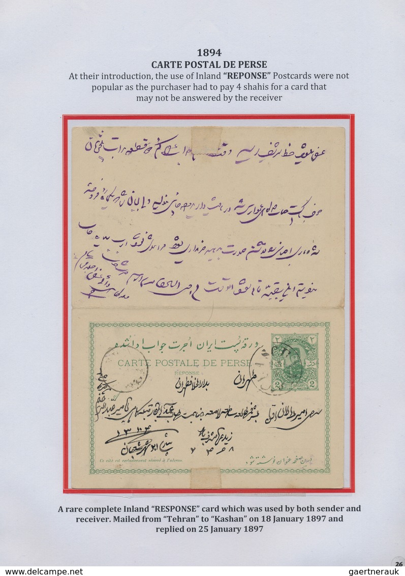 Iran: 1878-1925, "PERSIAN POSTAL STATIONERY IN THE QAJAR PERIOD" Exhibition Collection On 128 Pages - Iran