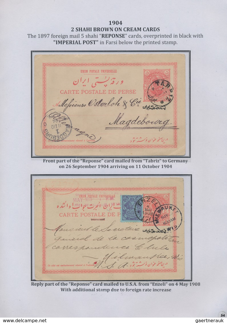 Iran: 1878-1925, "PERSIAN POSTAL STATIONERY IN THE QAJAR PERIOD" Exhibition Collection on 128 pages