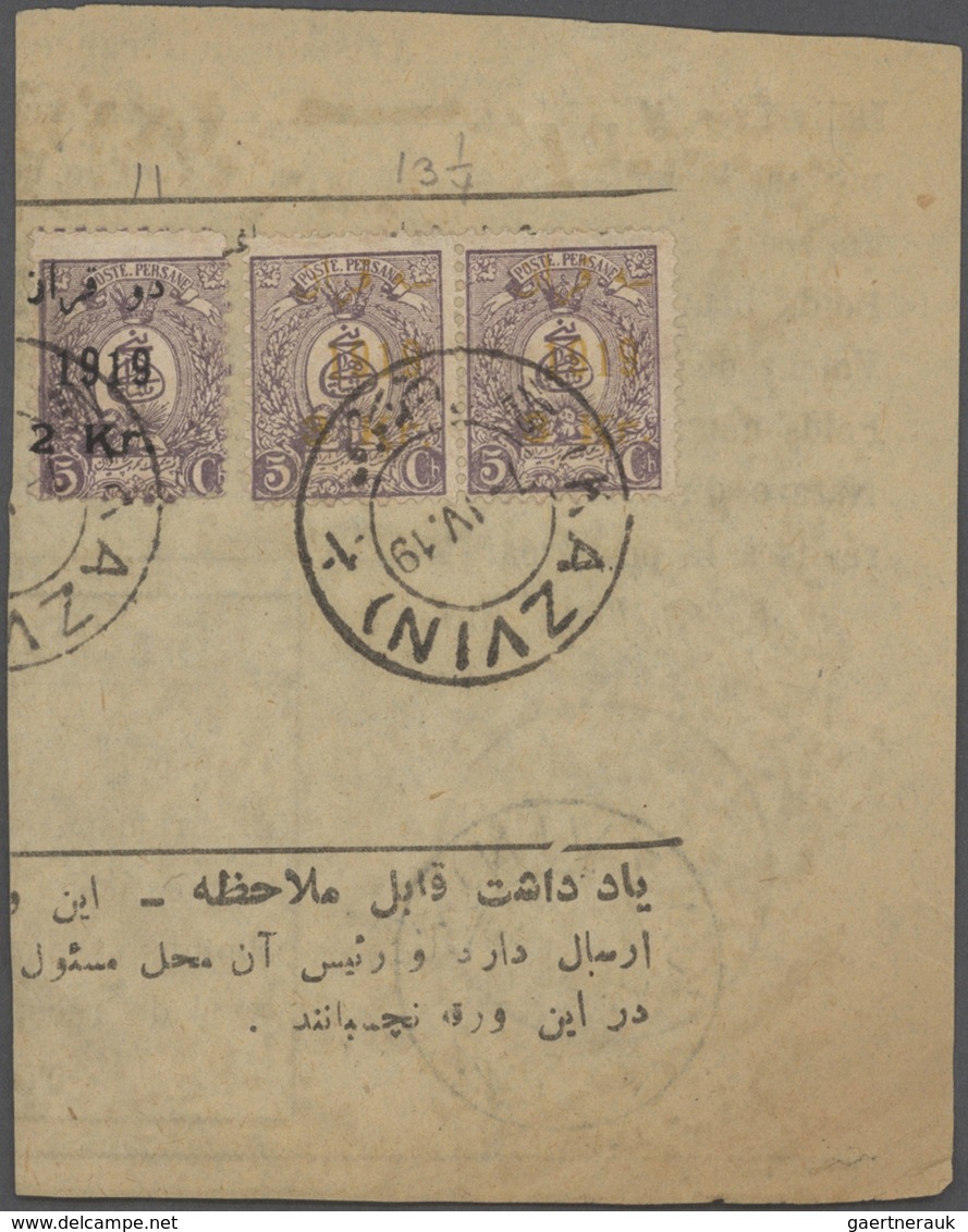 Iran: 1882-1928, Lot With Covers & Stationerys Including Early Overprinted Issues, Waybills, Pre Pai - Irán