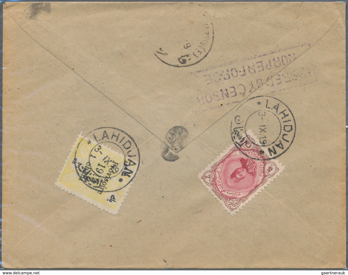 Iran: 1914-20, 16 Covers With Censor Marks And Labels, Showing Cancellations Of Hamadan, Lahidjan, R - Iran