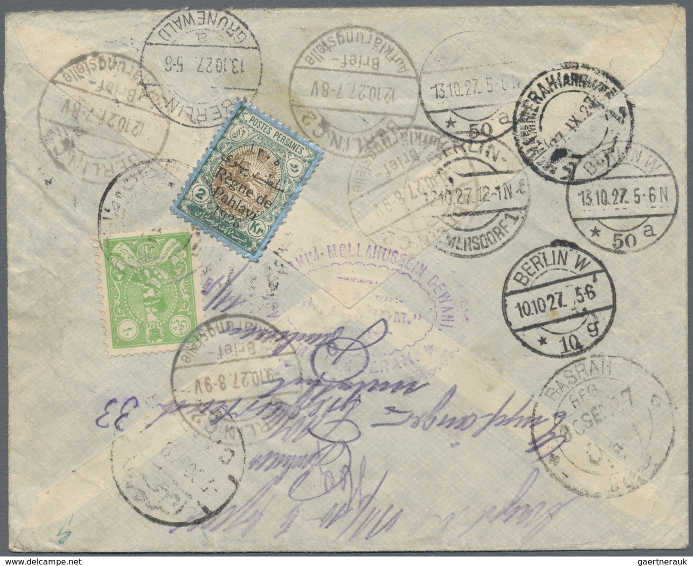 Iran: 1927/1974 (ca.), Mainly 1920s, Lot Of Ten Entires, Incl. Eight Commercial Covers To Berlin, Us - Iran