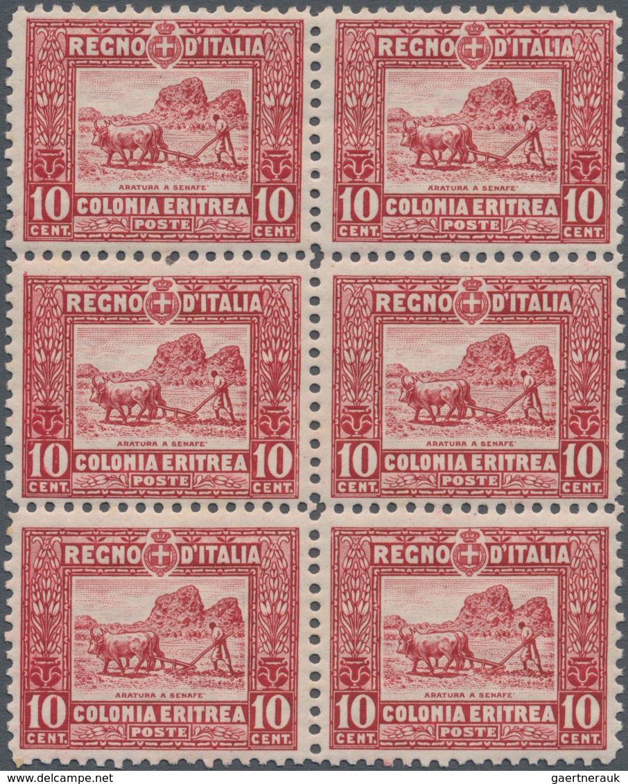 Italienisch-Eritrea: 1928, Definitive Issue 10c. Carmine ‚Government Building‘ Perf. 11 In A Lot Wit - Erythrée