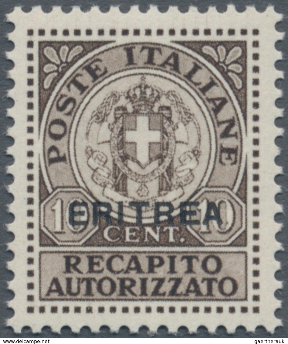 Italienisch-Eritrea - Gebührenmarken: 1939, Revenue Issue For LETTER DELIVERY 10c. Dark Brown (‚Reca - Erythrée