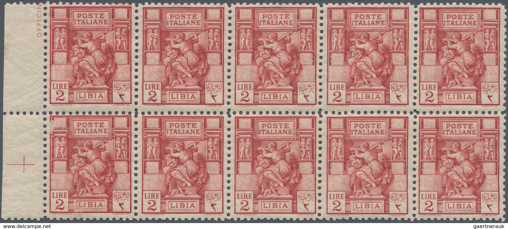 Italienisch-Libyen: 1926, Definitive Issue 2l. Carmine ‚Libyan Sybille‘ Perf. 11 In A Lot With 40 St - Libyen