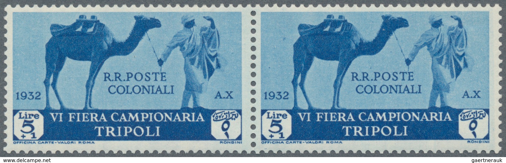 Italienisch-Libyen: 1932, 6th Tripoli Fair, Surface Mail Stamps, 10c.-5l., Ten Short Sets Of Nine Va - Libya