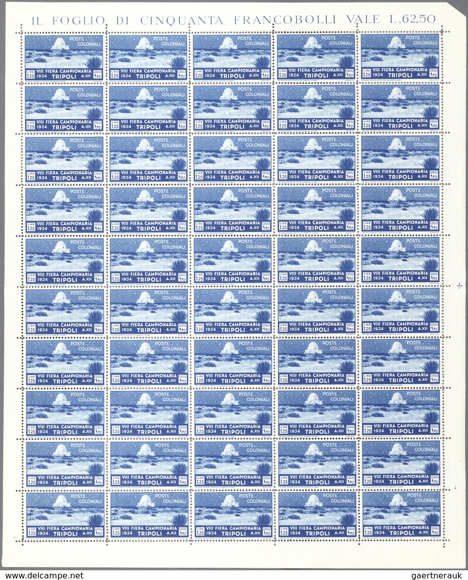 Italienisch-Libyen: 1934, 8th Tripoli Fair, Surface Mail Stamps 10c.-1.25l., 50 Complete Sets Within - Libya