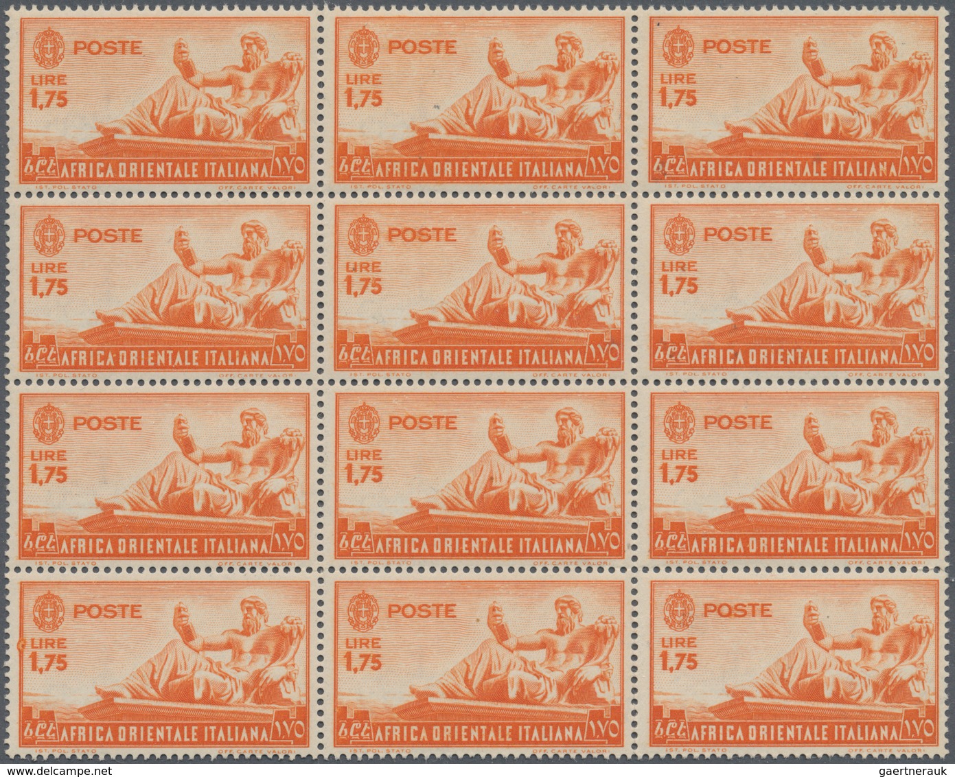 Italienisch-Ostafrika: 1938, Definitive Issue 1.75l. Orange ‚The Nile' (hellenistic Sculpture) In A - Italian Eastern Africa