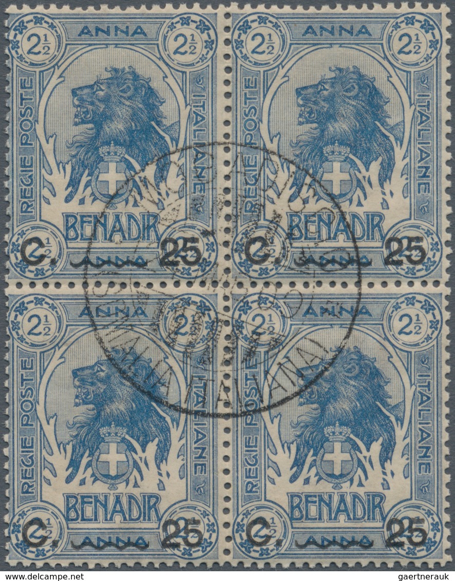 Italienisch-Somaliland: 1906, BENADIR Lion Head Provisional Issue 70 Stamps With 15c. On 2a. Brown-o - Somalia