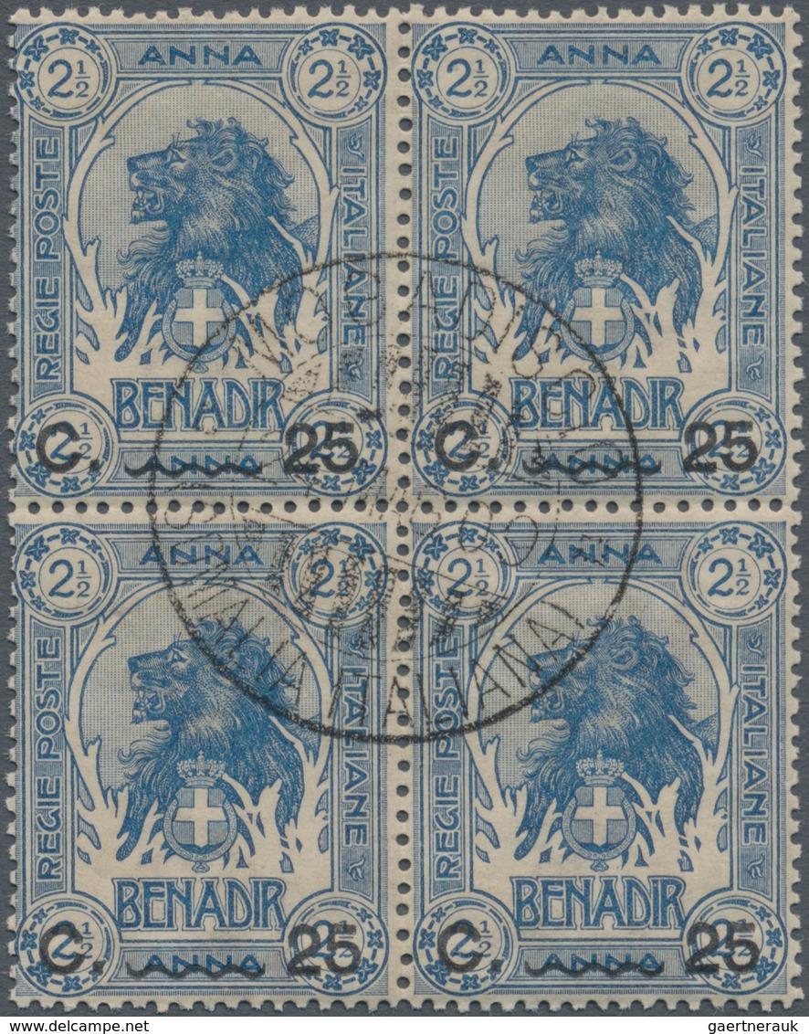 Italienisch-Somaliland: 1906, BENADIR Lion Head Provisional Issue 70 Stamps With 15c. On 2a. Brown-o - Somalie
