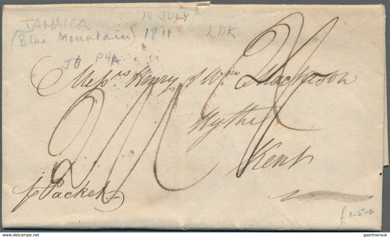 Jamaica - Vorphilatelie: 1794/1836, Four Pre-philatelic Folded Covers, The Earliest Sent 1794 With A - Jamaïque (...-1961)