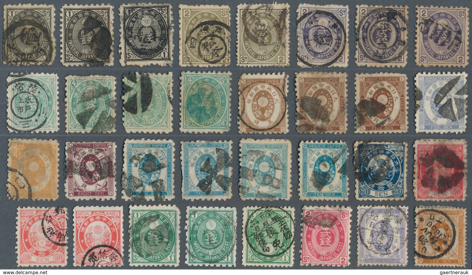 Japan: 1872/1937, Mainly Used On Approval Sheets, Old Pages, In Bags Etc. In Mixed Condition, But Al - Other & Unclassified