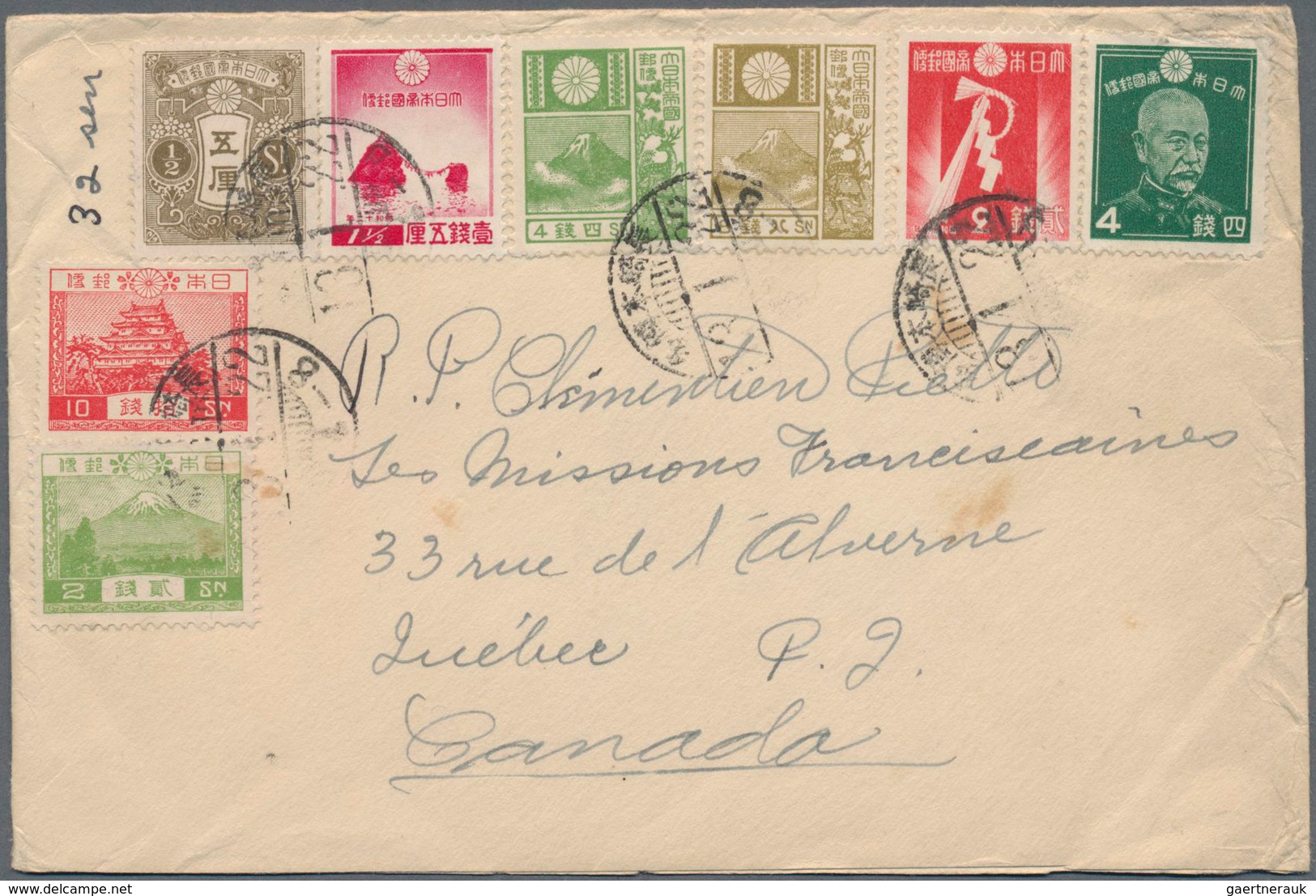 Japan: 1914/37, Covers (5), Franked Ppc (2) And Uprated Stationery All Used Foreign Inc. Japanese Fo - Otros & Sin Clasificación
