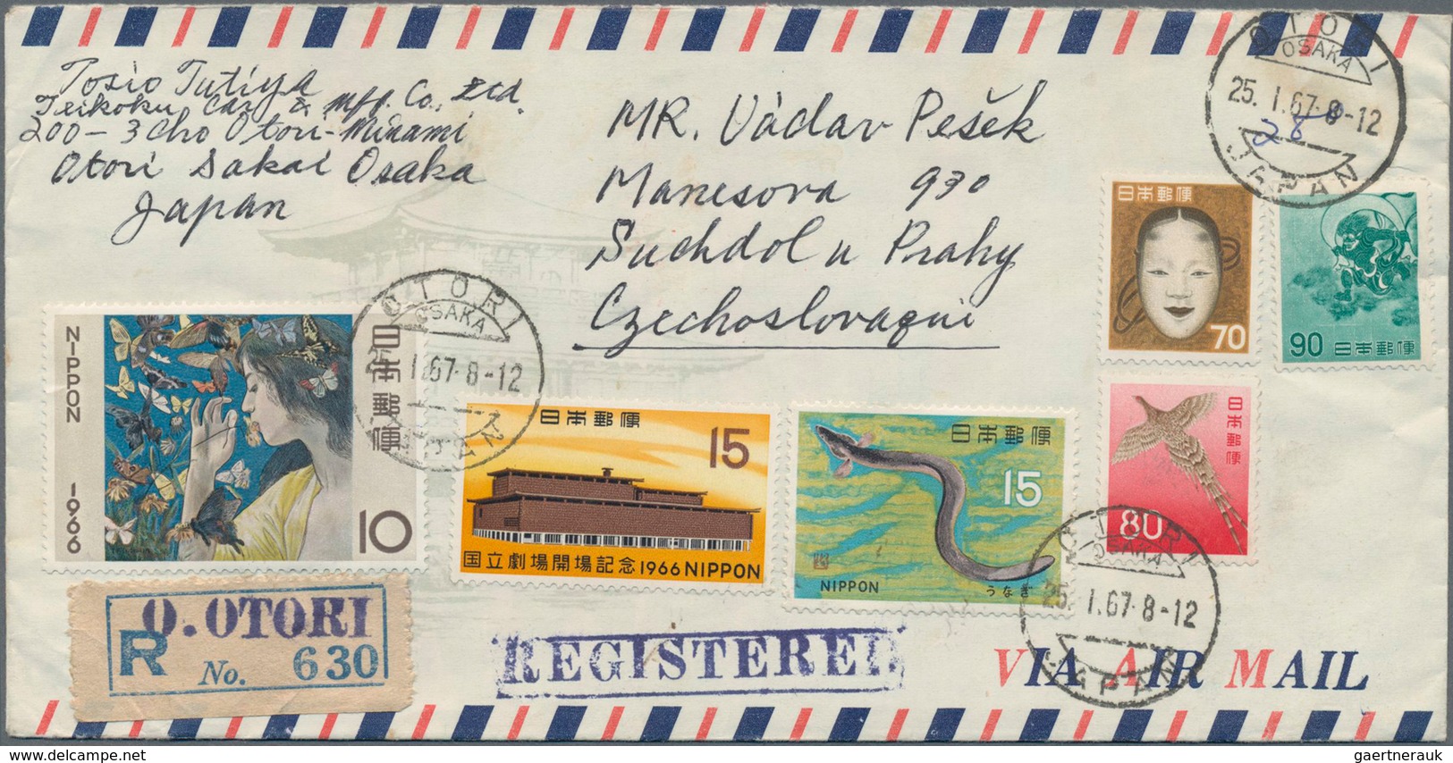 Japan: 1937/60 (ca.), covers (7), franked ppc (8), uprated stationery (1) all used foreign ex.1940 e