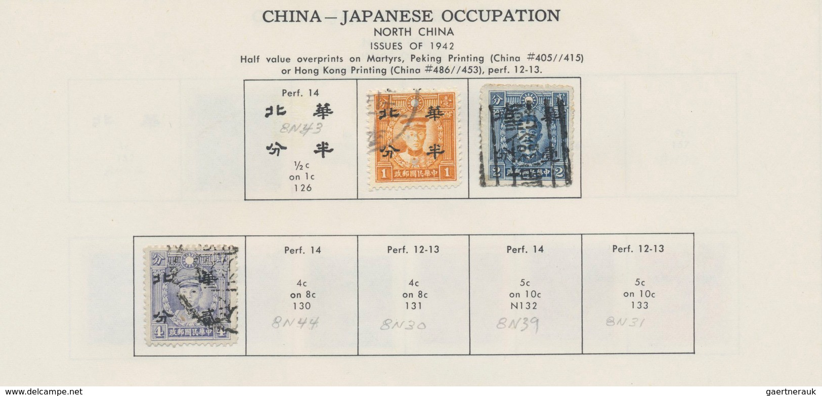 Japanische Besetzung WK II - China: China, 1941/45, mint and used of all districts on Minkus pages a