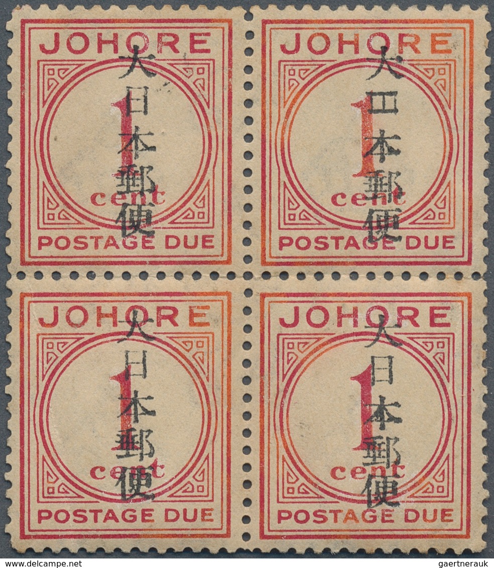 Japanische Besetzung  WK II - Malaya: Johore, 1942, Small Seal On Dues1 C./12 C., Unused Mounted Min - Maleisië (1964-...)