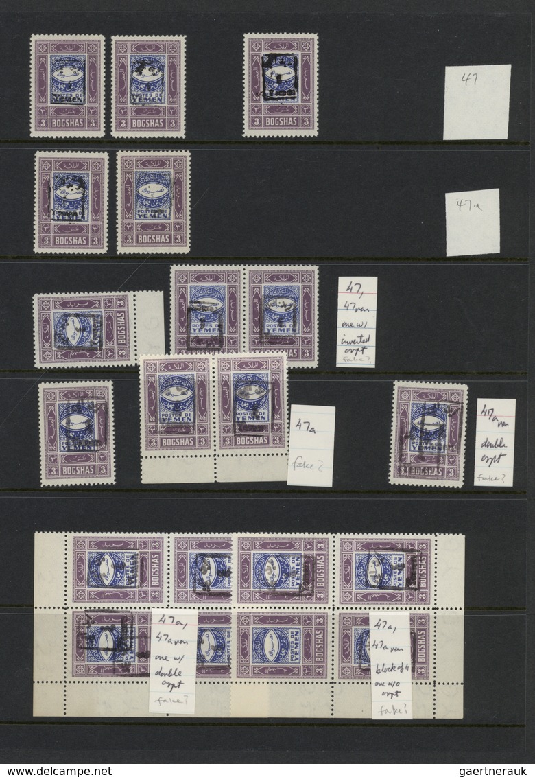 Jemen: 1939/1950 (ca.), HANDSTAMPS, Mainly Mint Specialiced Collection Of Apprx. 370 Stamps Bearing - Yemen