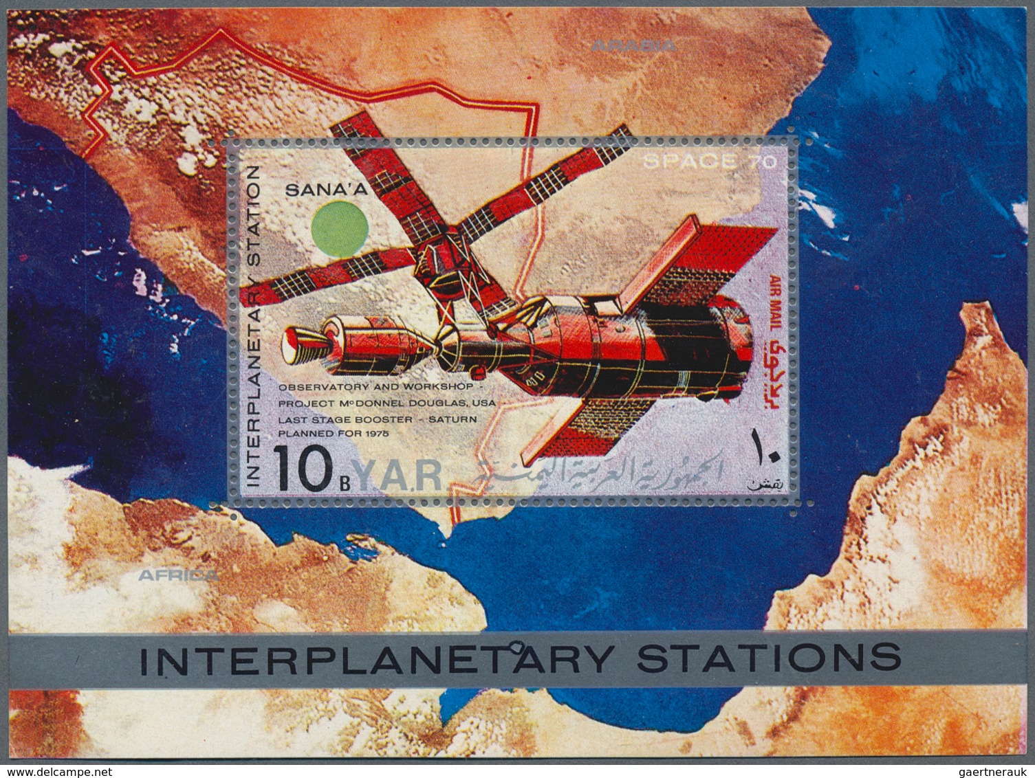 Jemen: 1970, Interplanetary Stations Two Different Perf. And Imperf. Miniature Sheets 10b. 'Spaceshi - Yémen