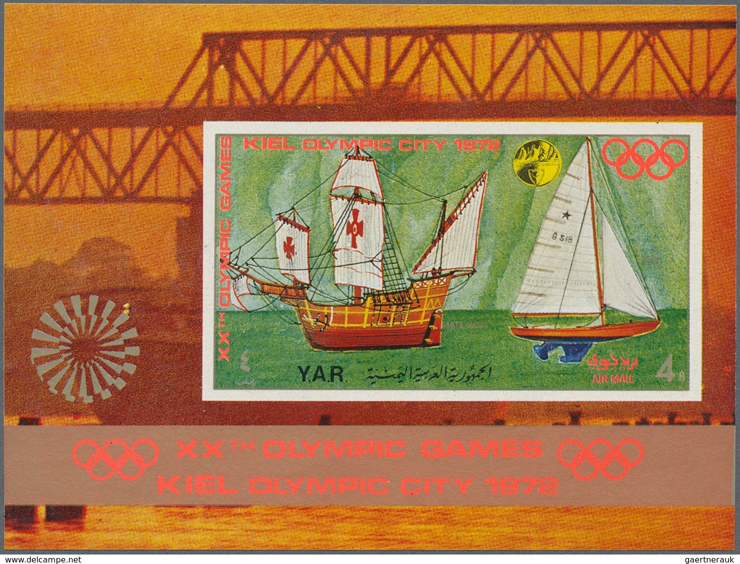 Jemen: 1971, Olympic City Of Kiel (Sailing Disciplines) Perf. Miniature Sheet 4b. 'Finn Dinghy' And - Yemen