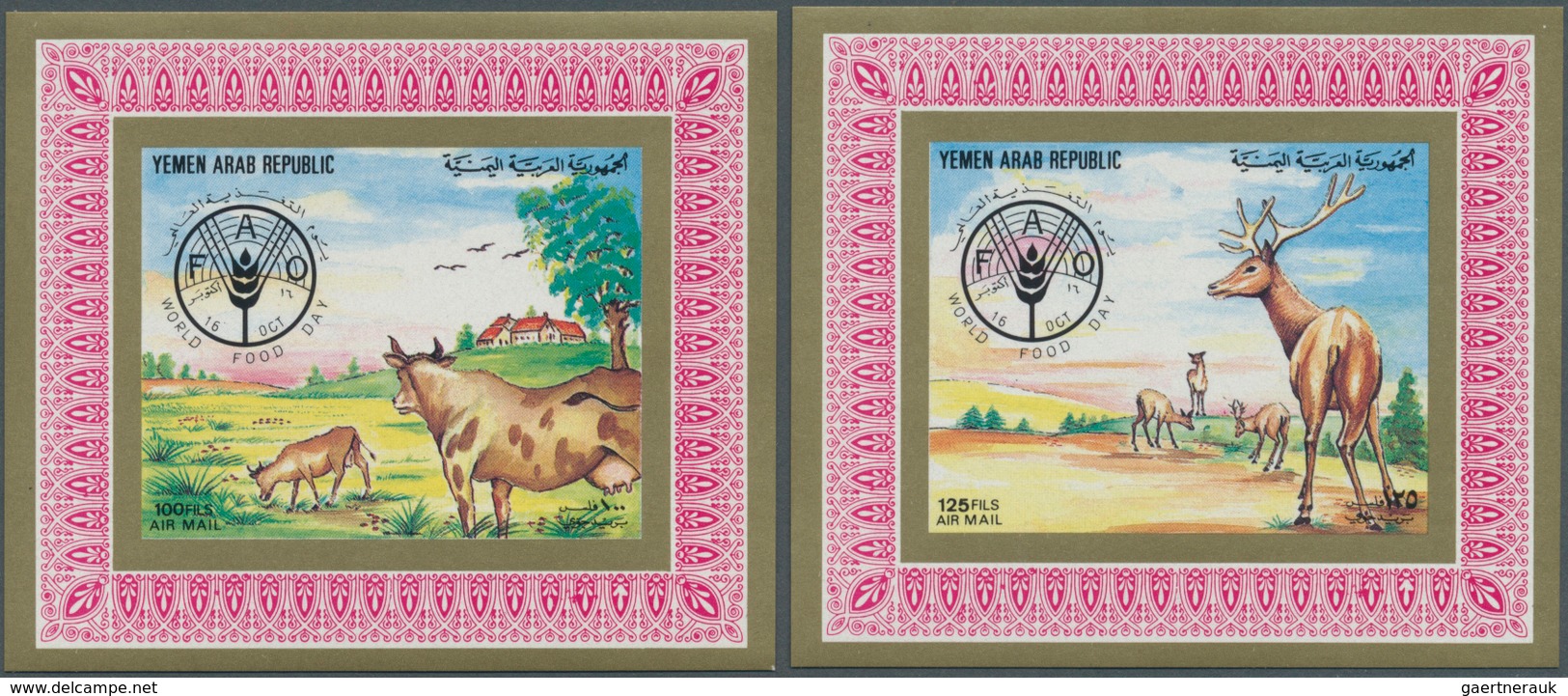 Jemen: 1980/1985, DE LUXE SHEETS, seven different issues with 25 complete sets of de luxe sheets eac