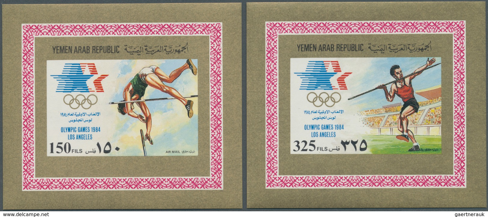 Jemen: 1980/1985, DE LUXE SHEETS, seven different issues with 25 complete sets of de luxe sheets eac