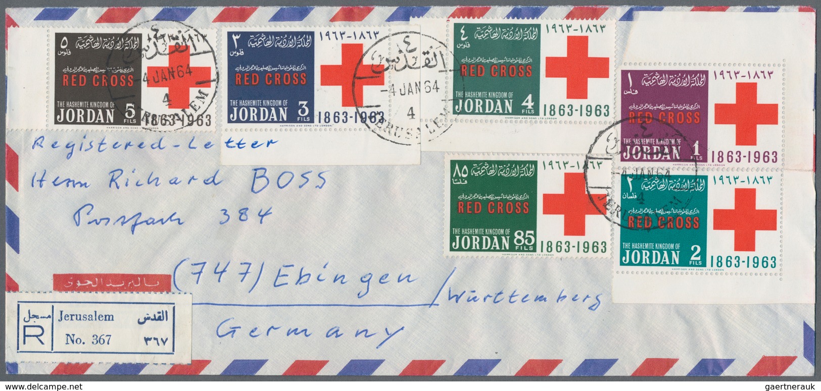 Jordanien: 1954/1989, Holding Of Apprx. 200 Covers/cards, Mainly Correspondence To Germany, Showing - Jordanie