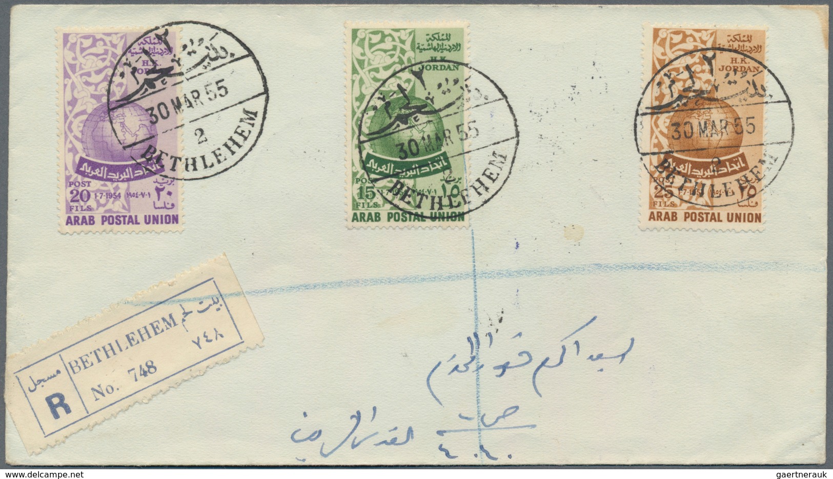 Jordanien: 1954/1989, holding of apprx. 200 covers/cards, mainly correspondence to Germany, showing