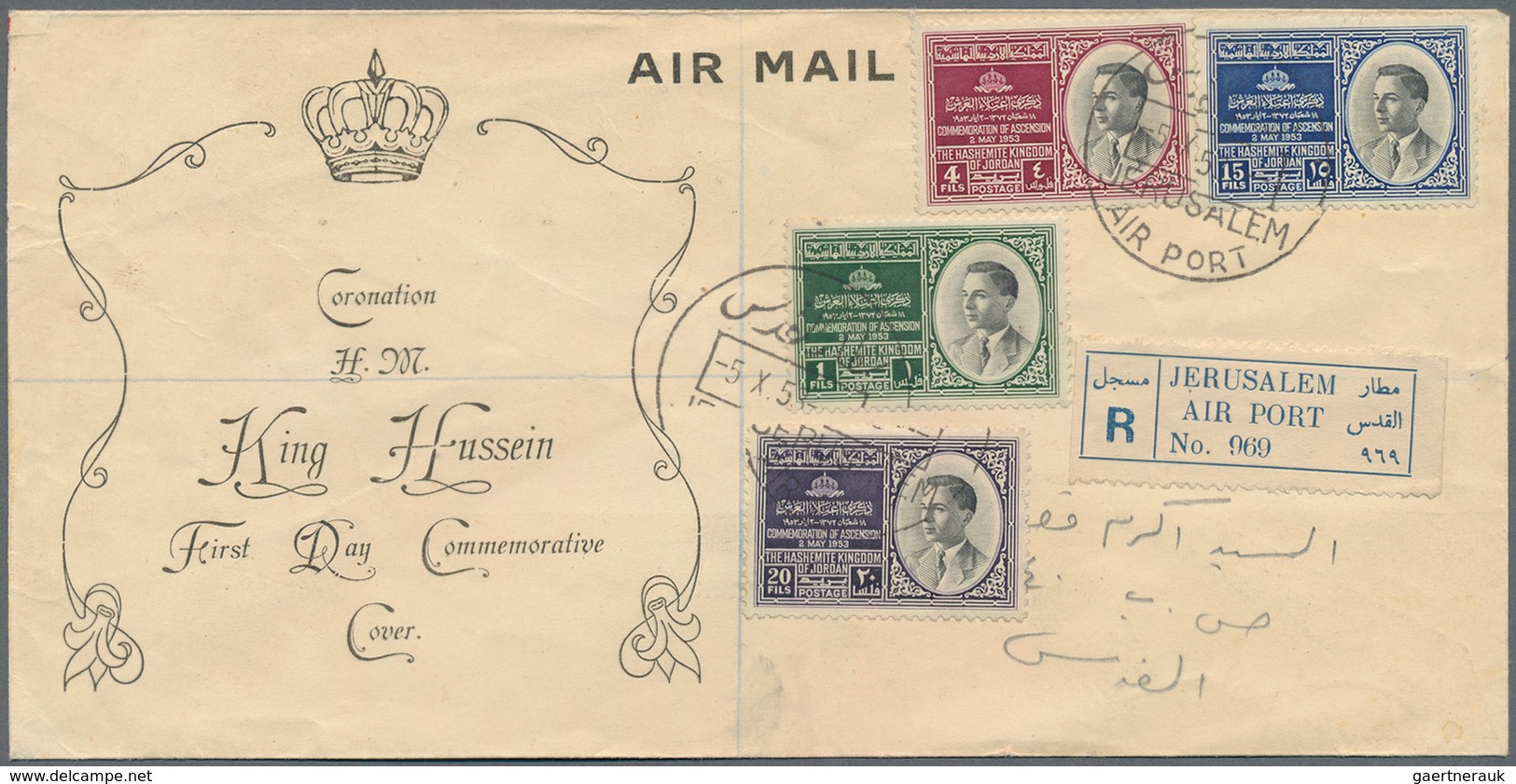 Jordanien: 1954/1989, holding of apprx. 200 covers/cards, mainly correspondence to Germany, showing