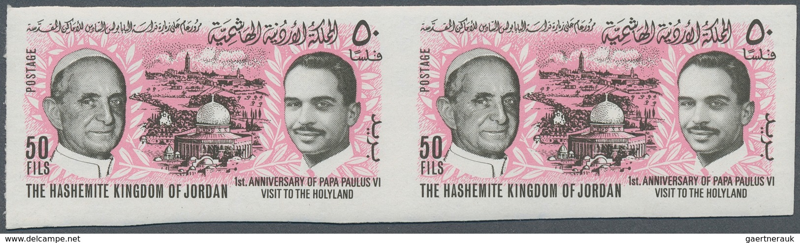 Jordanien: 1960-70, Visit Of Papa Paulus VI, Visit King Hussein In USA, Imperf Sets, Pairs And Block - Jordanië