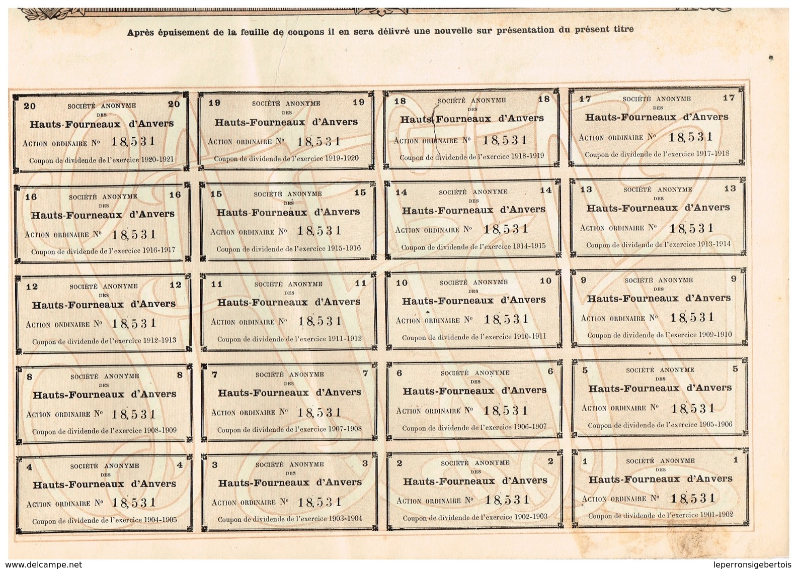 Ancien Titre - Société Anonyme  Des Hauts-Fourneaux D'Anvers - Titre De 1901 - Industrie