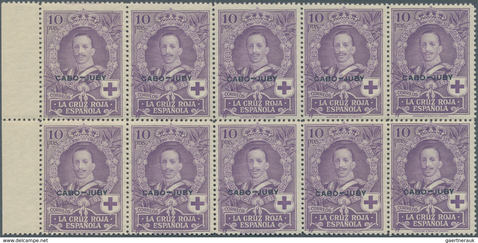 Kap Jubi: 1926, Red Cross – Royal Family 10pta. Violet With Black Opt. ‚CABO-JUBY‘ In A Lot With App - Cabo Juby