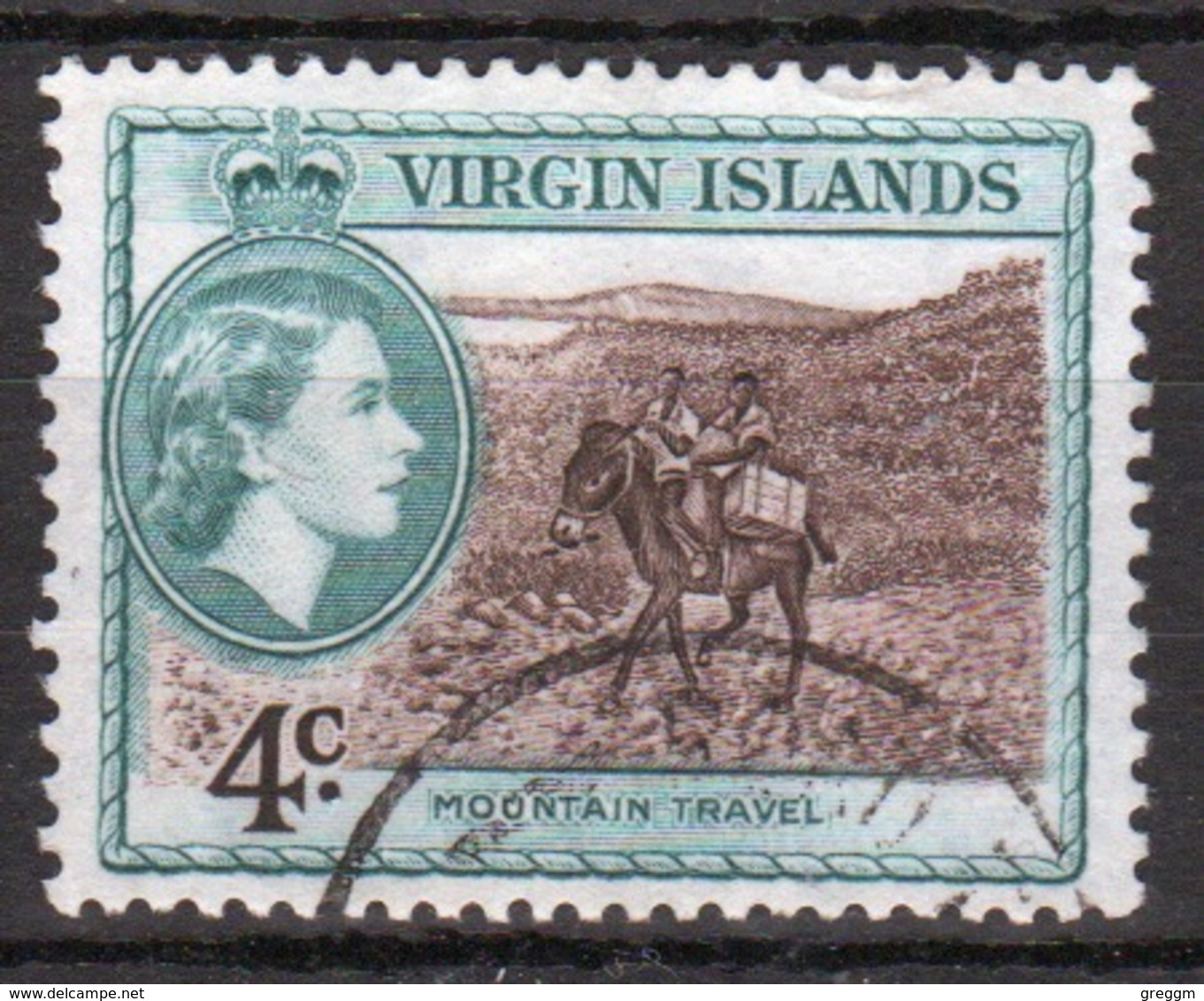 British Virgin Islands 1956 Queen Elizabeth Single 4 Cent Stamp From The Definitive Set. - British Virgin Islands