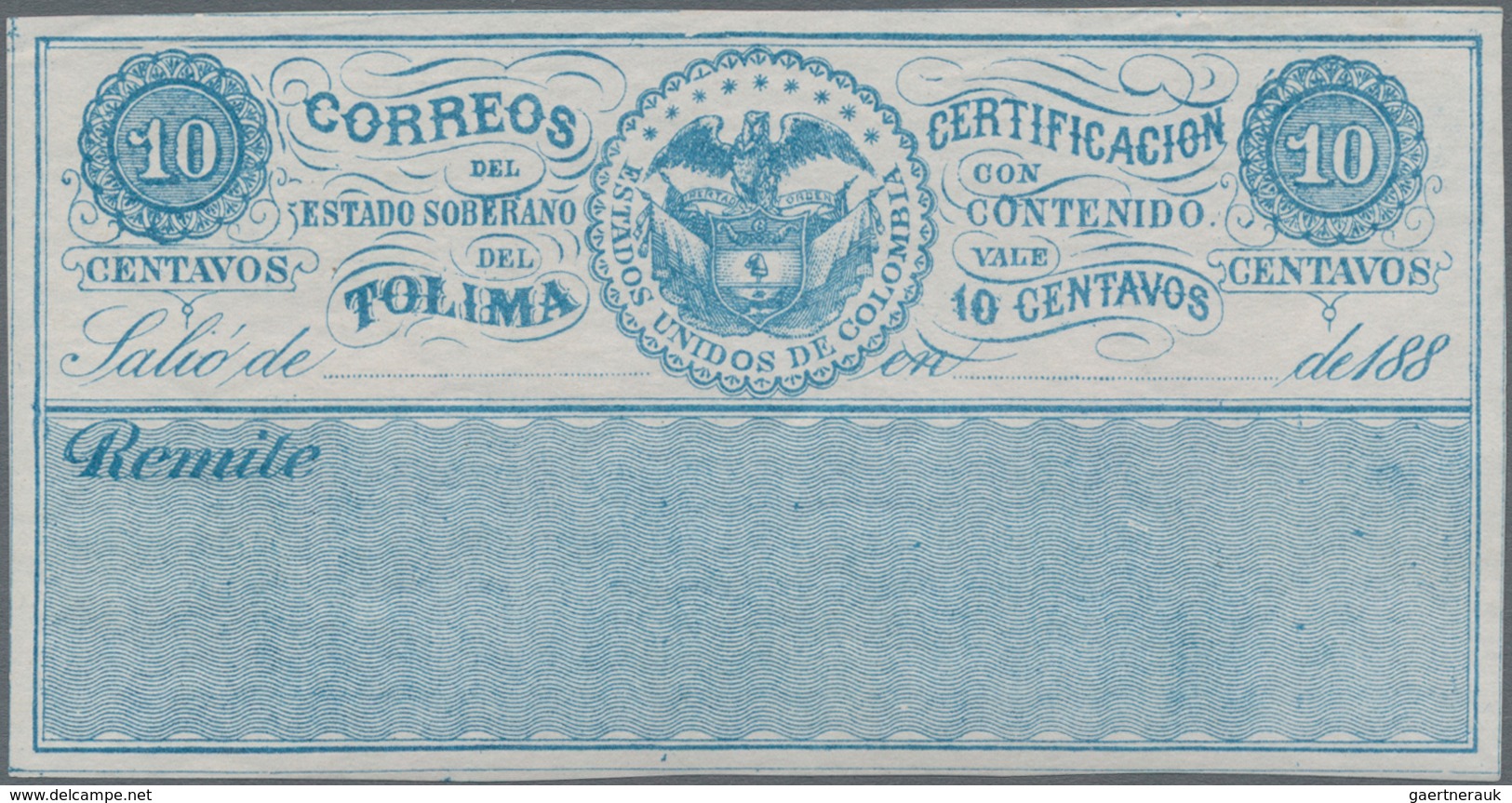 Kolumbien - Departamentos: Tolima - Wertbriefsicherungsmarken: 1879/1888, Group Of 12 Different Cubi - Colombia