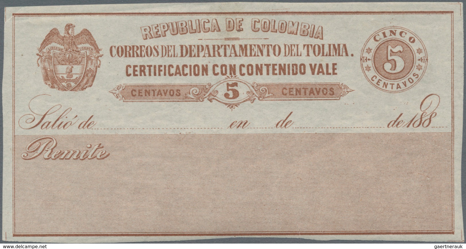 Kolumbien - Departamentos: Tolima - Wertbriefsicherungsmarken: 1879/1888, Group Of 12 Different Cubi - Colombie