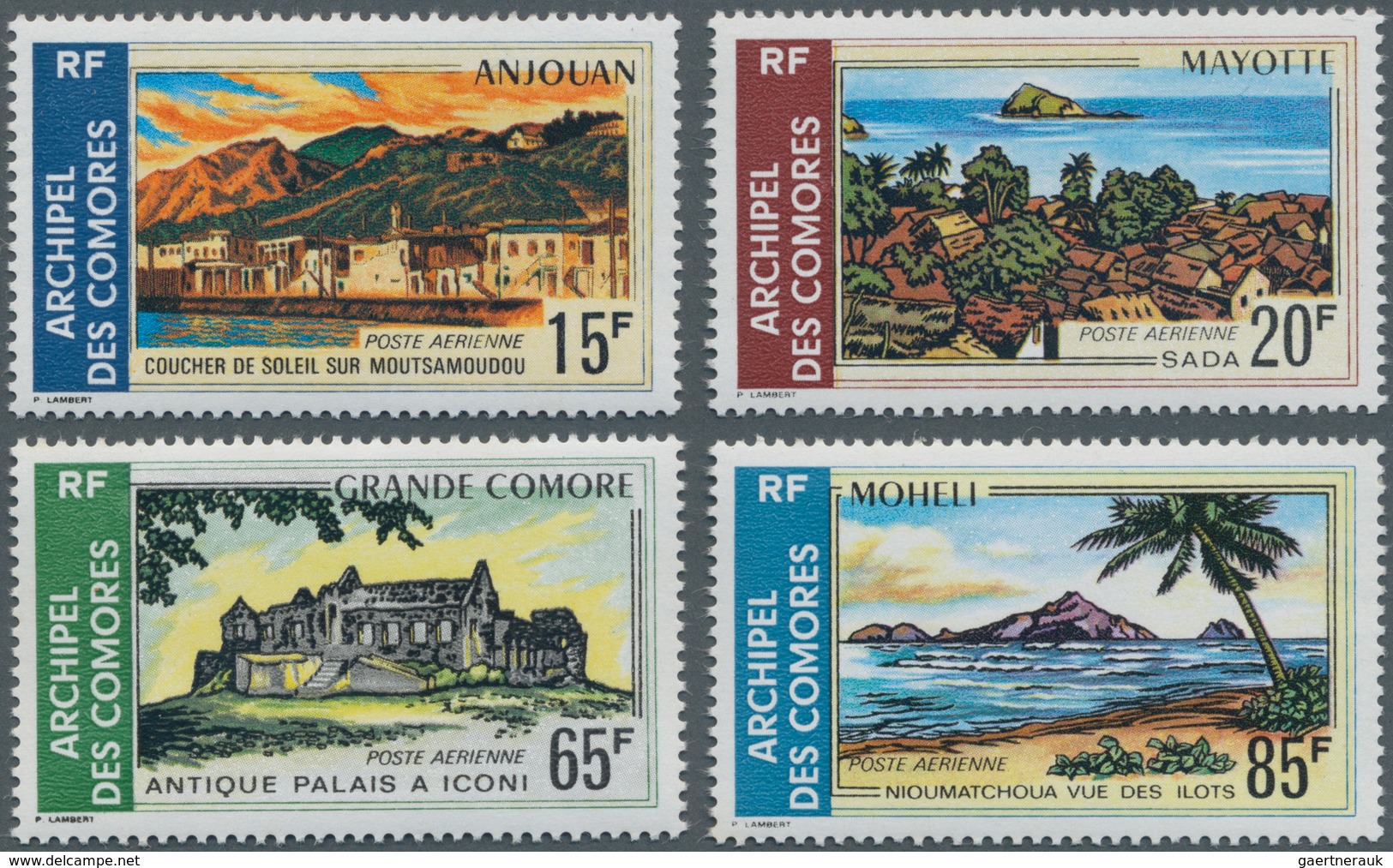 Komoren: 1971, Landscapes Complete Set Of Four (Moutsamoudou On Anjouan, Sada On Mayotte, Iconi On G - Comoros