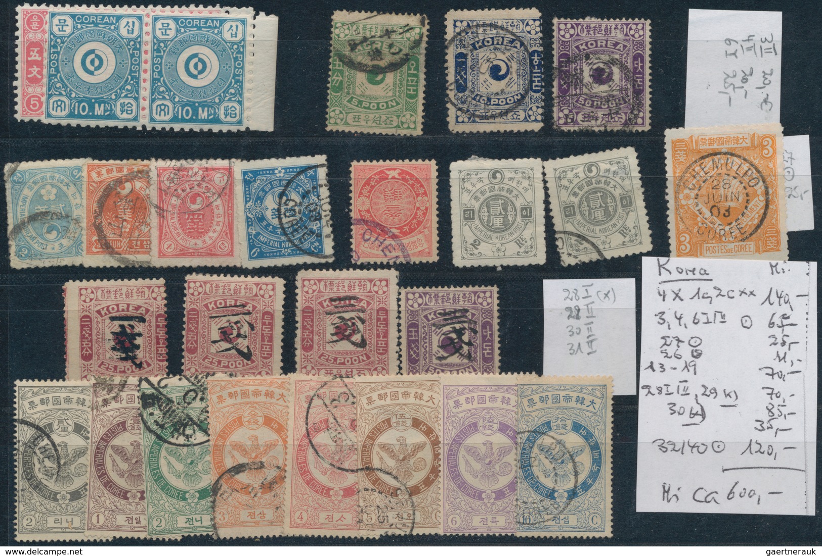 Korea: 1884/1903, Used And Unused Lot Of 27 Stamps Incl. Overprints (see Photo), To Be Inspected. - Korea (...-1945)