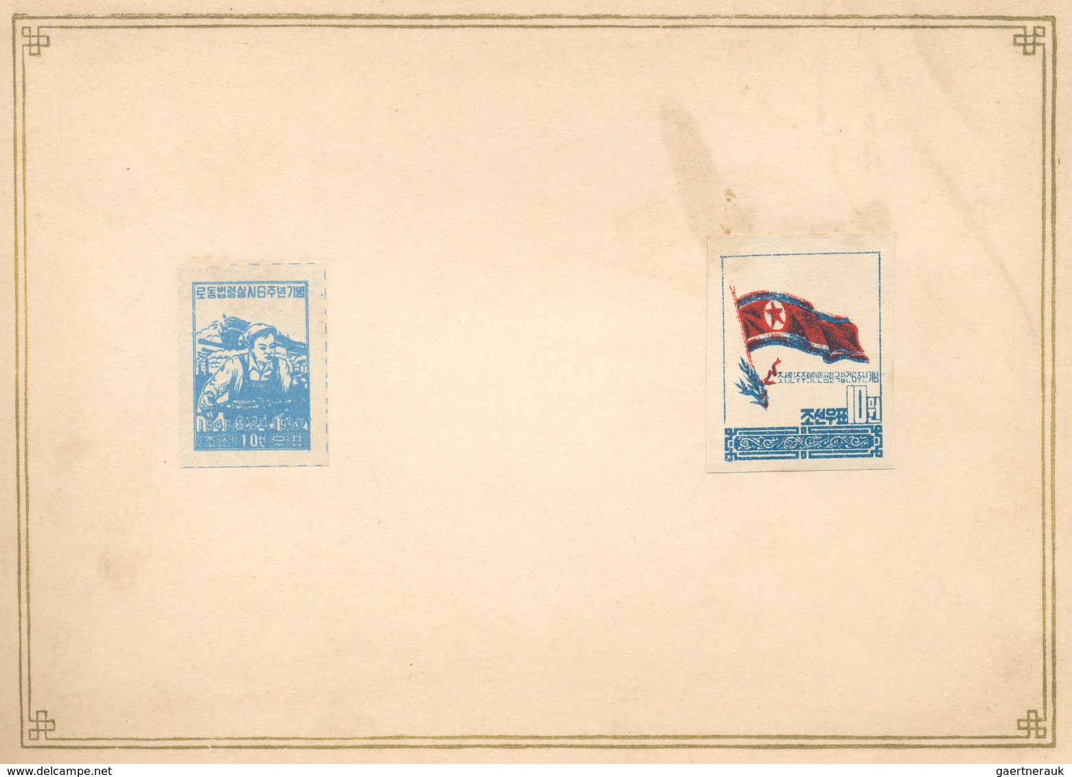 Korea-Nord: 1948/55, three presentation books with 1st printings only, issued without gum: golden ti