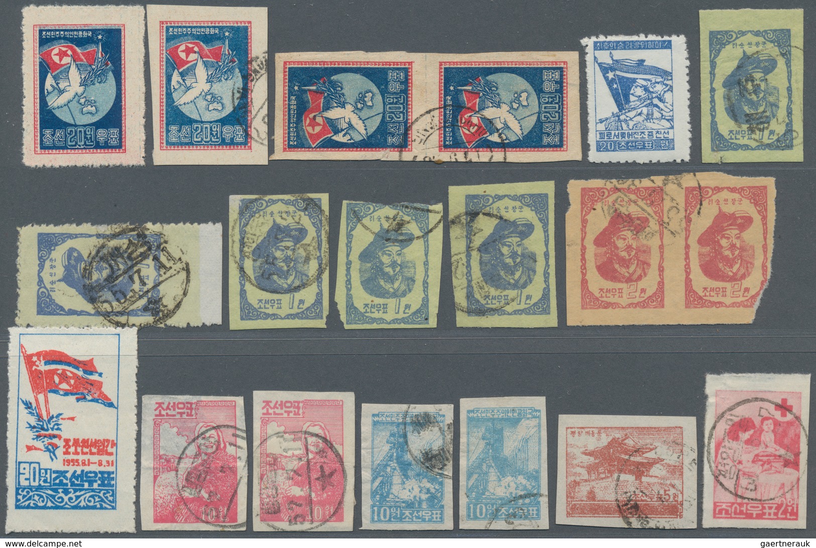 Korea-Nord: 1950/1957, Useful Lot Of Elder Issues On Three Stockcards. High Catalogue Value. - Korea (Nord-)