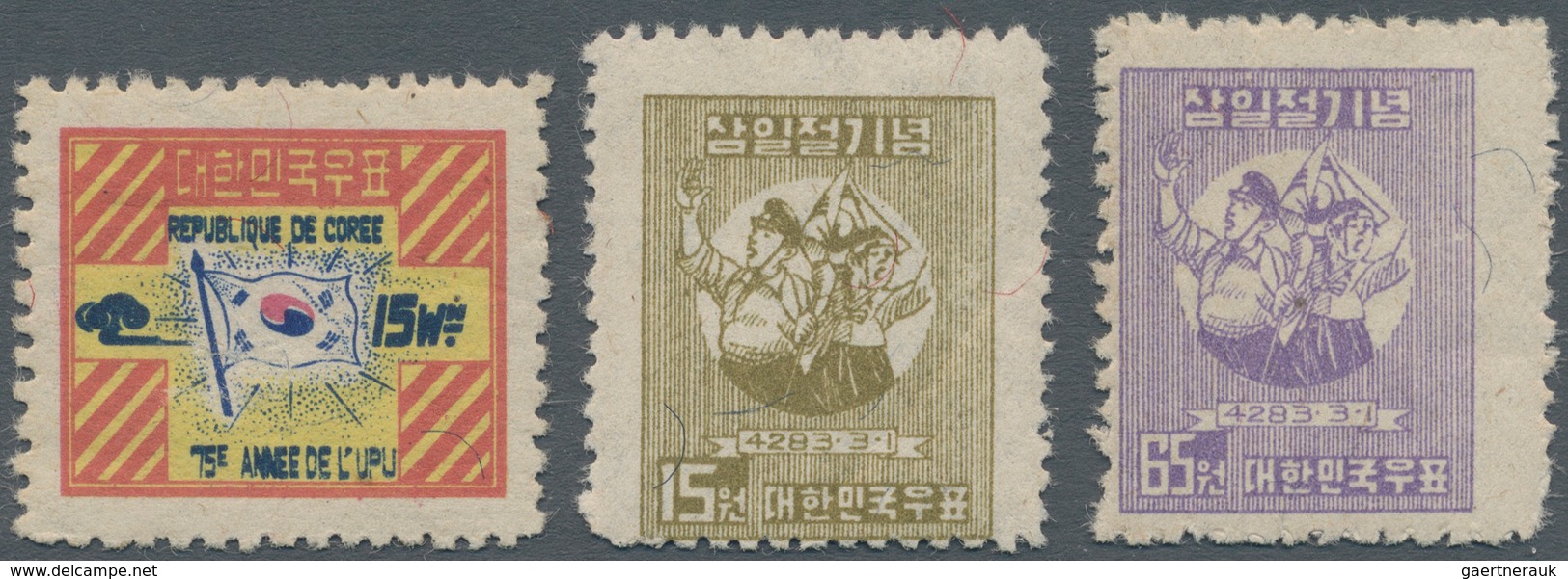 Korea-Süd: 1947/1949, Mint Assortment Of 24 Stamps With Several Better Items Like 1948 Olympic Games - Korea, South