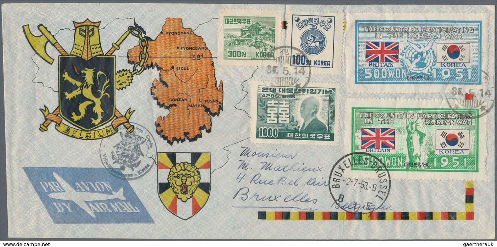 Korea-Süd: 1951/63 (ca.), Covers (22) Resp. Used Ppc (1) All To Foreign And Mostly Airmail And Inc. - Corea Del Sur