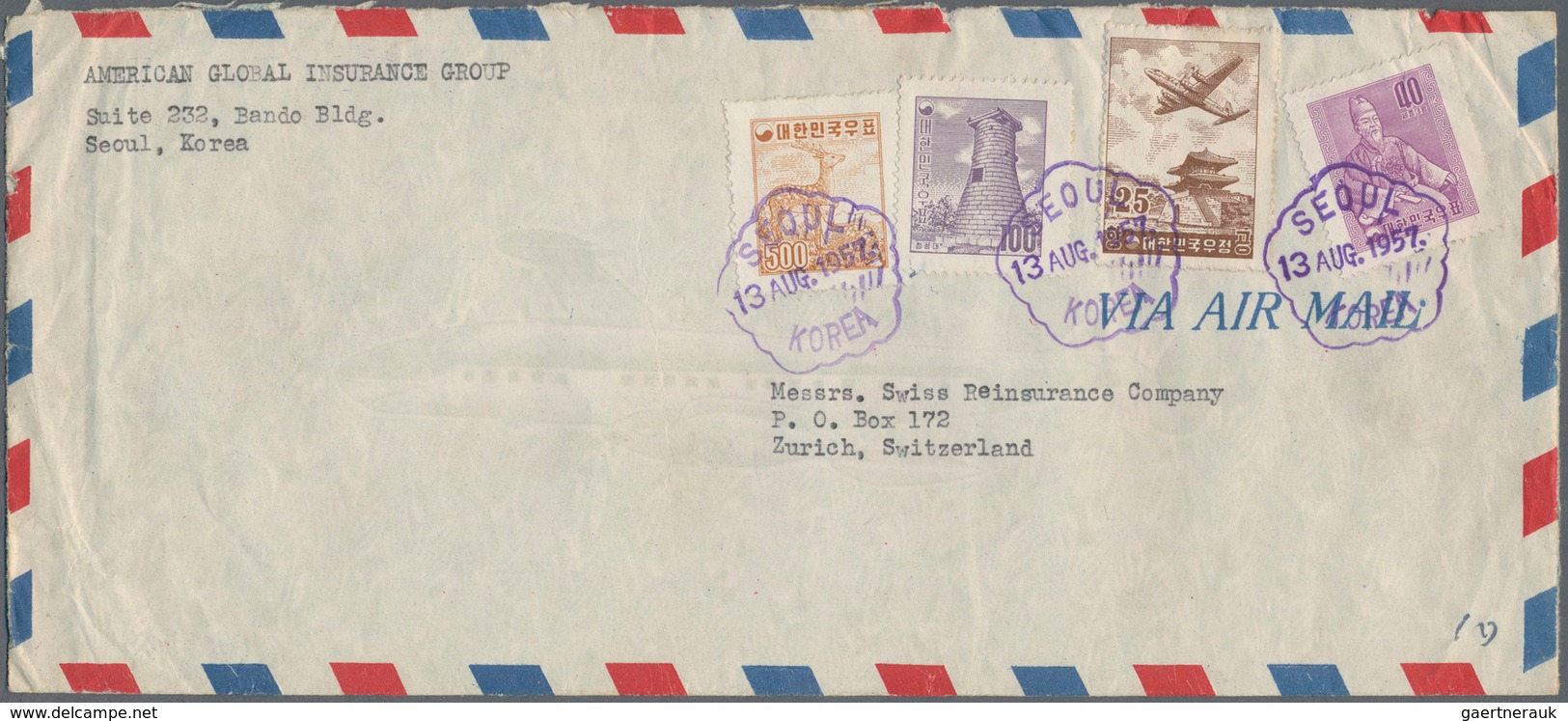 Korea-Süd: 1951/63 (ca.), Covers (22) Resp. Used Ppc (1) All To Foreign And Mostly Airmail And Inc. - Korea, South