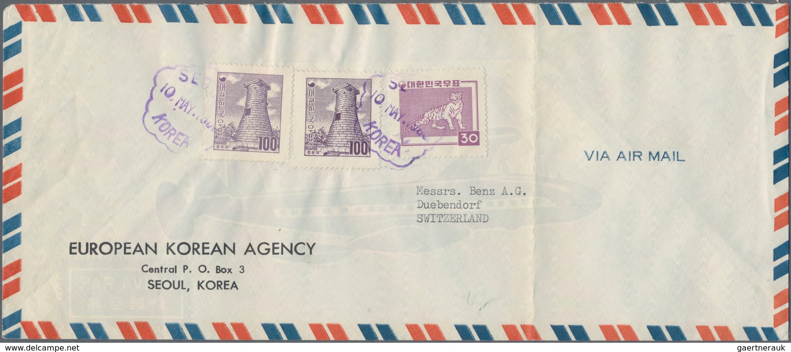 Korea-Süd: 1951/63 (ca.), Covers (22) Resp. Used Ppc (1) All To Foreign And Mostly Airmail And Inc. - Korea (Süd-)