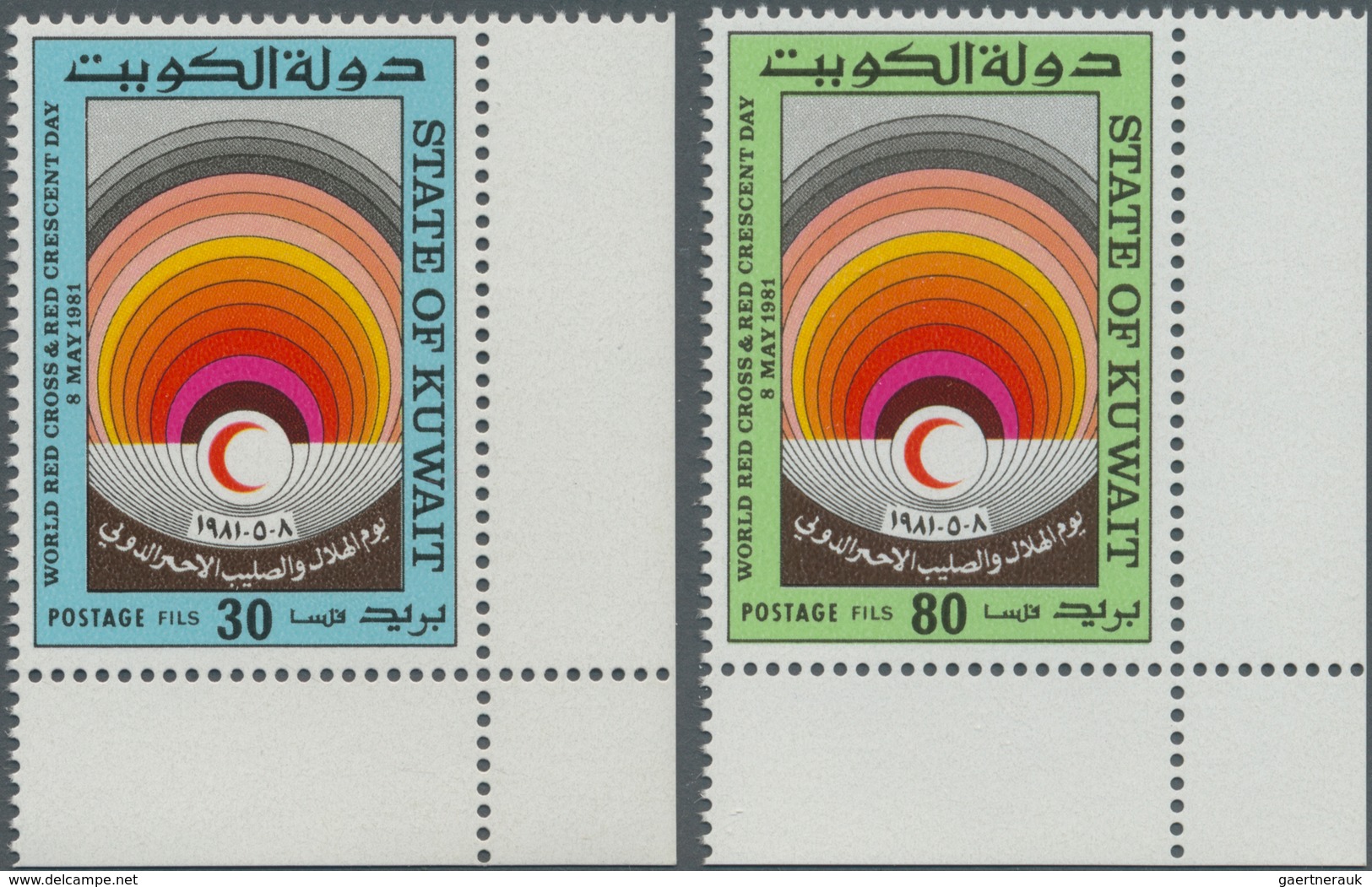 Kuwait: 1981, World Red Cross & Red Crescent Day Complete Set Of Two In A Lot With About 850 Sets In - Koweït