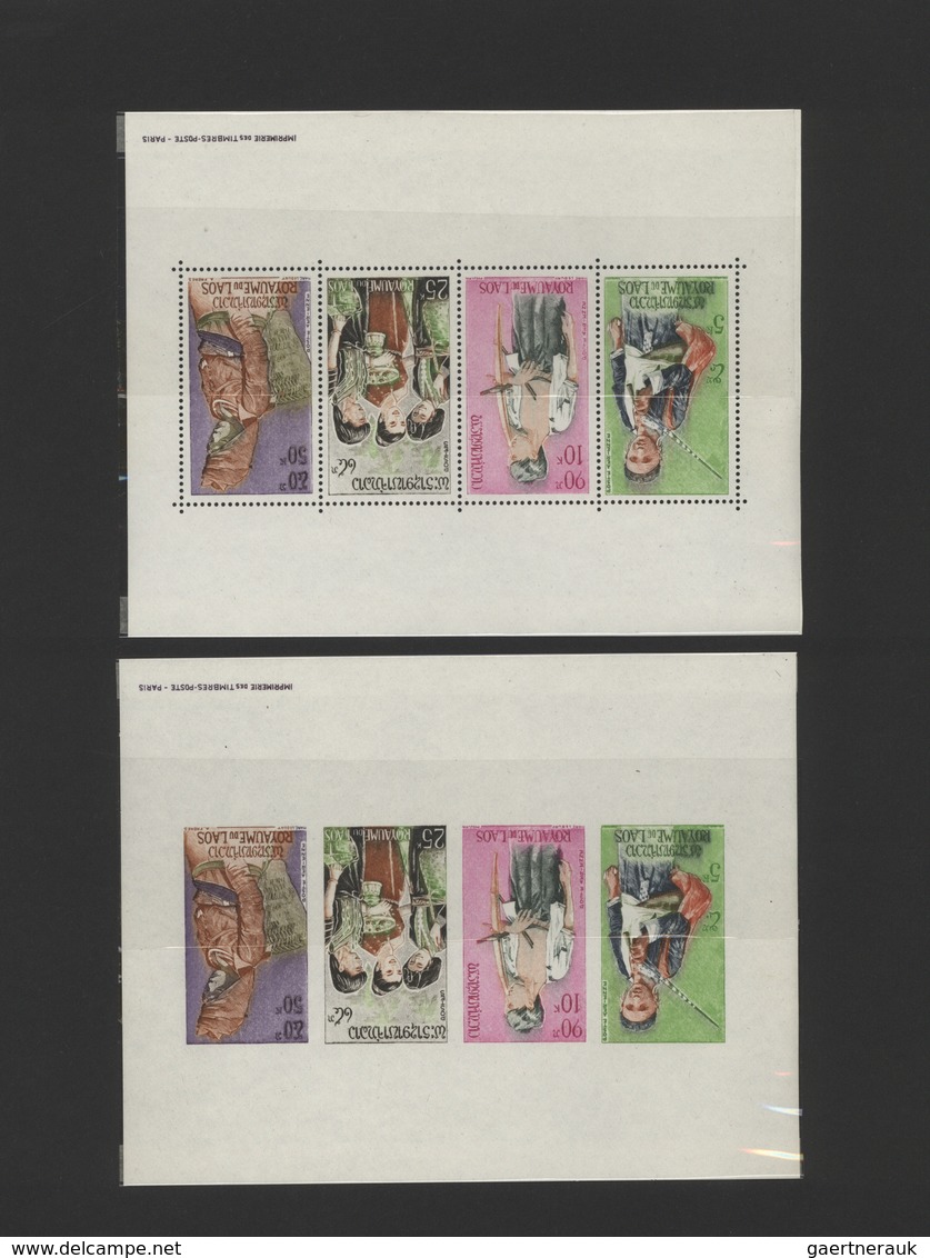 Laos: 1958;1963/1968, Beautiful Small Collection On Blanc Pages Incl. Four Imperforated Souvenir She - Laos