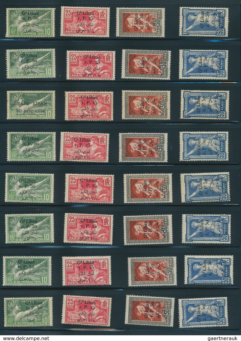Libanon: 1924, Olympic Games, Lot Of 18 Mint Sets: Five Sets French Overprint (Maury 18/21) And 13 S - Lebanon