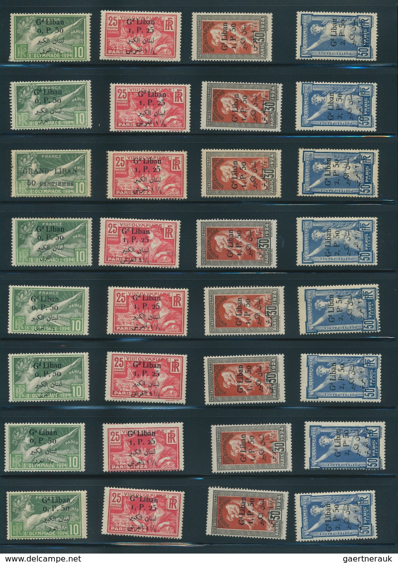 Libanon: 1924, Olympic Games, Lot Of 18 Mint Sets: Five Sets French Overprint (Maury 18/21) And 13 S - Libanon