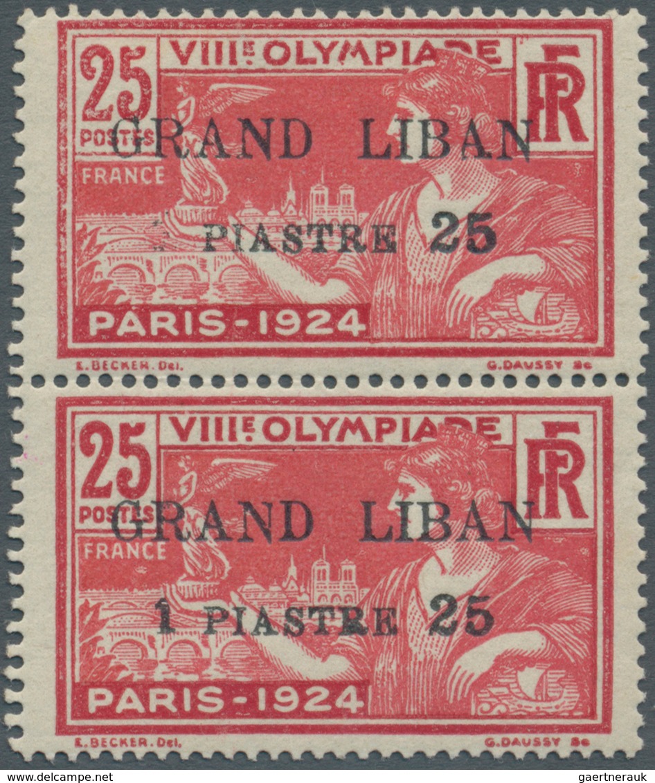 Libanon: 1924/1959, specialised assortment incl. overprint varieties (some signed Calves), rare impe