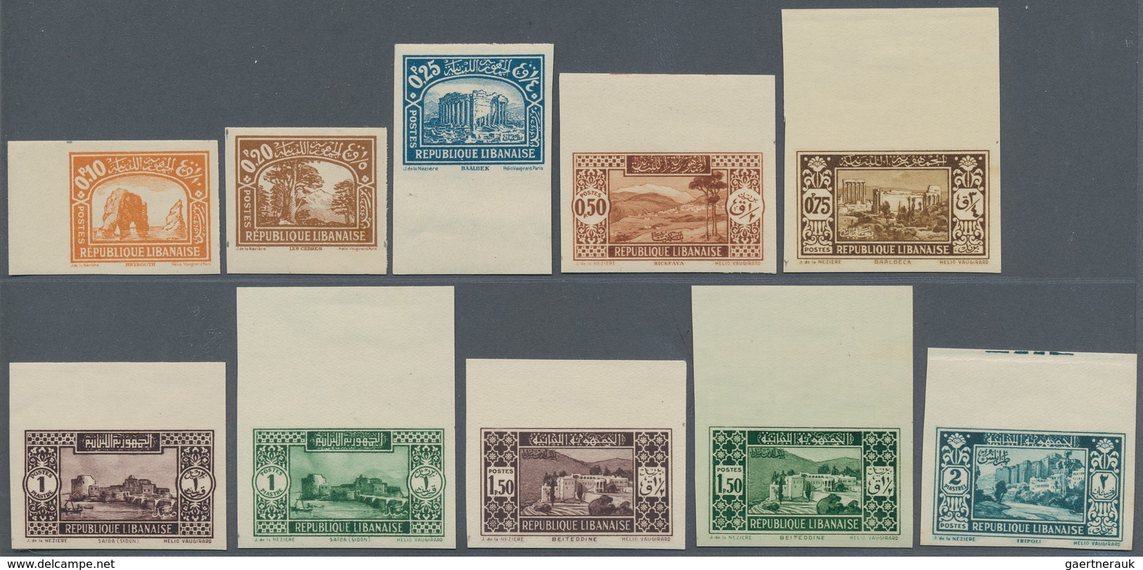 Libanon: 1924/1959, specialised assortment incl. overprint varieties (some signed Calves), rare impe