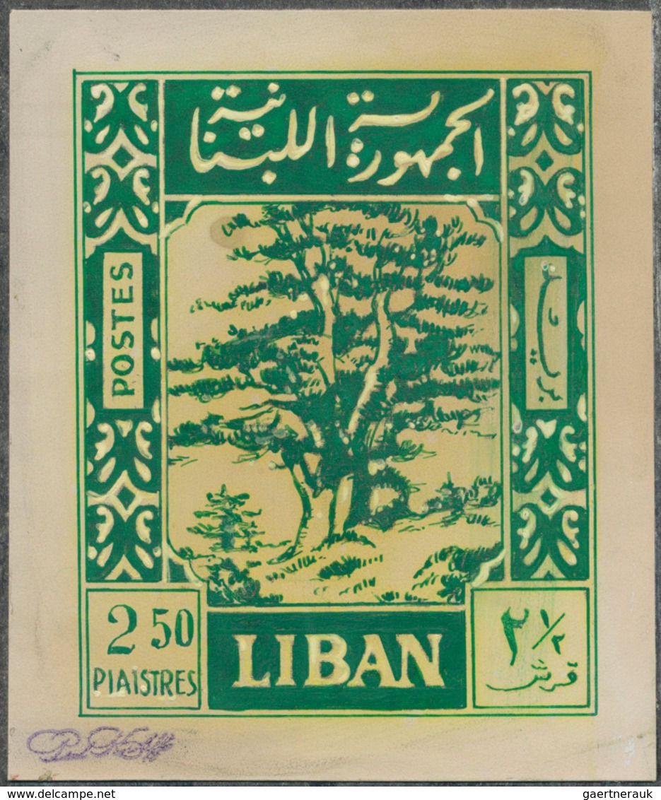 Libanon: 1930/1966. Whopping Collection Of 174 ARTIST'S DRAWINGS For Stamps Of The Named Period, Sto - Lebanon