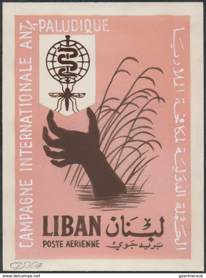 Libanon: 1930/1966. Whopping Collection Of 174 ARTIST'S DRAWINGS For Stamps Of The Named Period, Sto - Liban