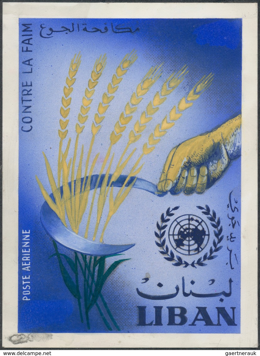 Libanon: 1930/1966. Whopping collection of 174 ARTIST'S DRAWINGS for stamps of the named period, sto